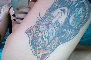 Very Sexy Shemale With Tattoos Jerking Off