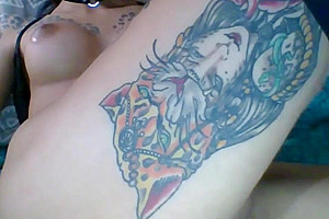 Very Sexy Shemale With Tattoos Jerking Off