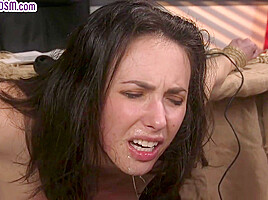 Whipped BDSM nympho slut fucked in asshole in missionary