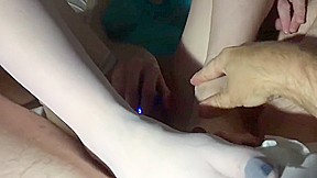 White Stockings play with cumshot