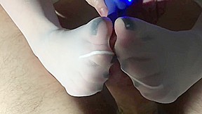 White Stockings play with cumshot