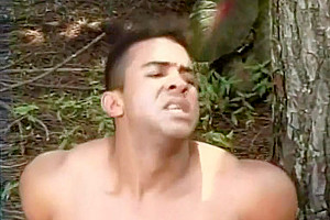 White shemale fucks a chap in a lonely place outdoor