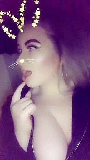 Whore (Amelia Skye) tit fucks and sucks cock outdoors on Snapchat