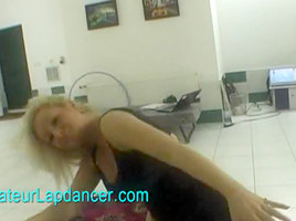 Wild blond chick lapdances in sexy lingerie