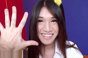 Young Asian school with big cock