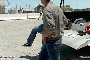 Zip Tied Hands Man Fucked By Shemale