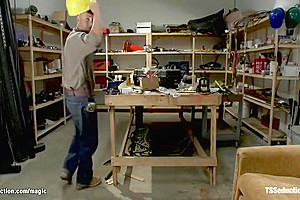 Zip Tied Hands Man Fucked By Shemale