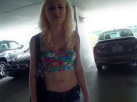 blonde harlot gets her hole pounded in the car