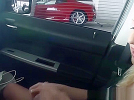 blonde harlot gets her hole pounded in the car