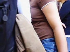 catches hot sexy women in jeans outside on the street