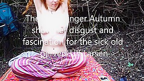 college girl Ginger Autumn pee & fuck outdoor