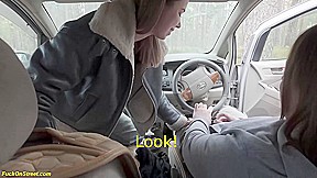 couple fucks on the roadside in the car