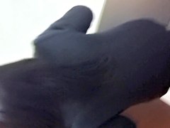 is behind brunette head shooting her while pissing