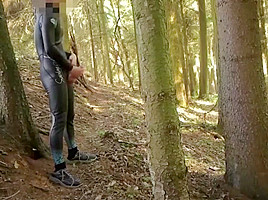 junior boy in neoprene wetsuit masturb and cum outdoor
