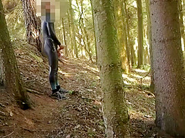 junior boy in neoprene wetsuit masturb and cum outdoor
