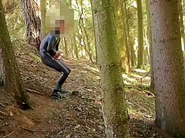 junior boy in neoprene wetsuit masturb and cum outdoor