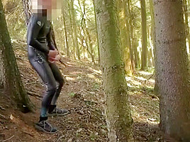 junior boy in neoprene wetsuit masturb and cum outdoor