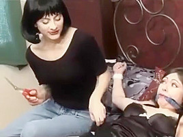 lesbian tied in bed and fucked
