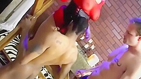 mistress fucks her white bull while black cuck gets pegged and squirted on