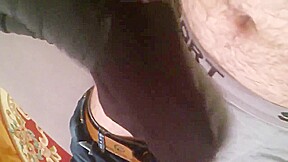 sockjob tease through boxers  cum in pants  not my work 