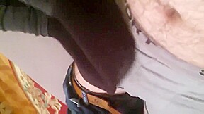 sockjob tease through boxers  cum in pants  not my work 