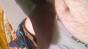 sockjob tease through boxers  cum in pants  not my work 