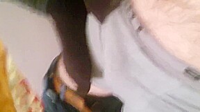 sockjob tease through boxers  cum in pants  not my work 