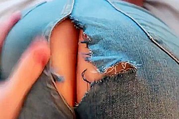 teen 18+ In Ripped Jeans Anal And Footjob