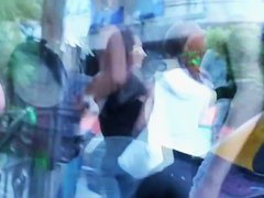 teen 18+ asses in tight jeans showing off on candid street cam