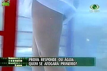 under water stunning ass upskirt and enormous tits in a game show