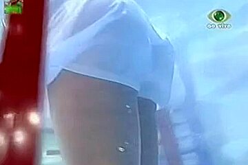 under water stunning ass upskirt and enormous tits in a game show