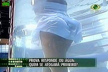 under water stunning ass upskirt and enormous tits in a game show
