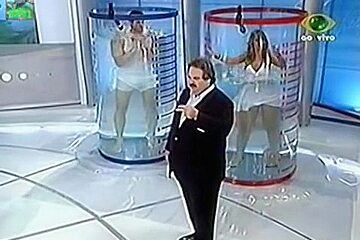 under water stunning ass upskirt and enormous tits in a game show