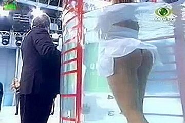under water stunning ass upskirt and enormous tits in a game show
