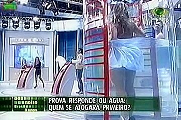 under water stunning ass upskirt and enormous tits in a game show