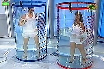 under water stunning ass upskirt and enormous tits in a game show