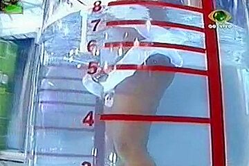 under water stunning ass upskirt and enormous tits in a game show